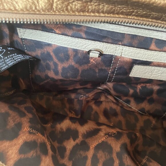 B Makowsky White and Bronze Large Leather Tote/Duffel Handbag Lined NWOT - Picture 11 of 12